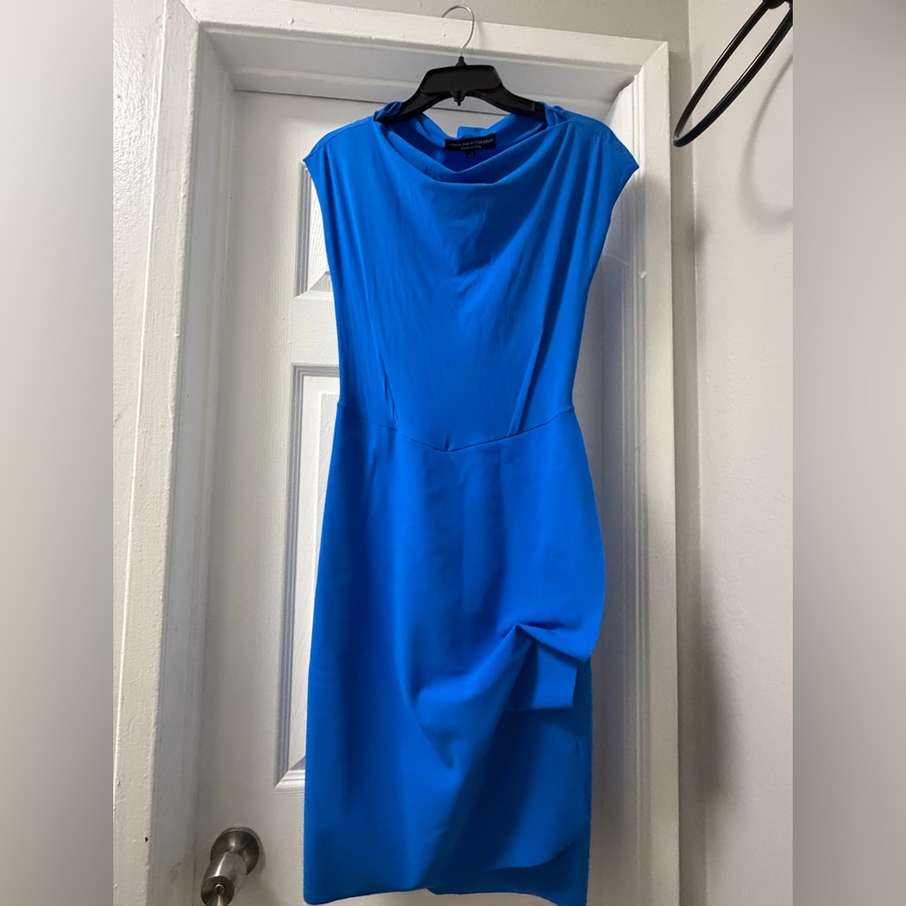 Chiara Boni Electric Blue Cowl Neck Midi Dress